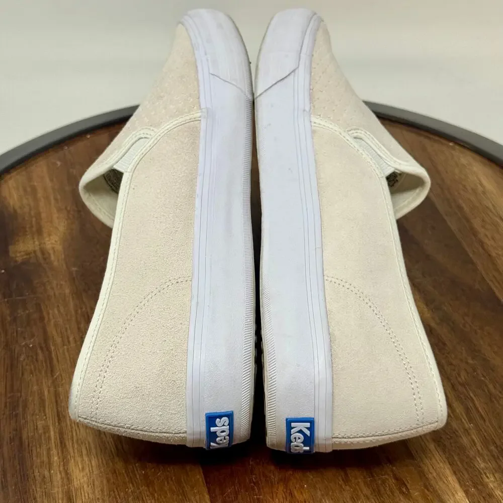 KEDS Double Decker Perforated Slip On Sneakers Off White Casual Shoes Women's 10